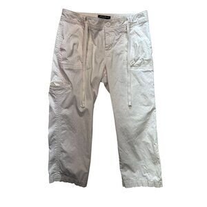 Eddie Bauer Womens Shaw Fit Cropped Pants Size 8 White Casual Drawstring Cargo